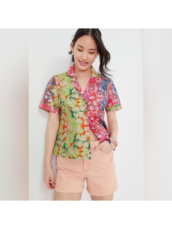 Roopa Pemmaraju Tops - Roopa Pemmaraju for Anthropologie Rainbow Floral Buttondown Short Sleeve Camp L